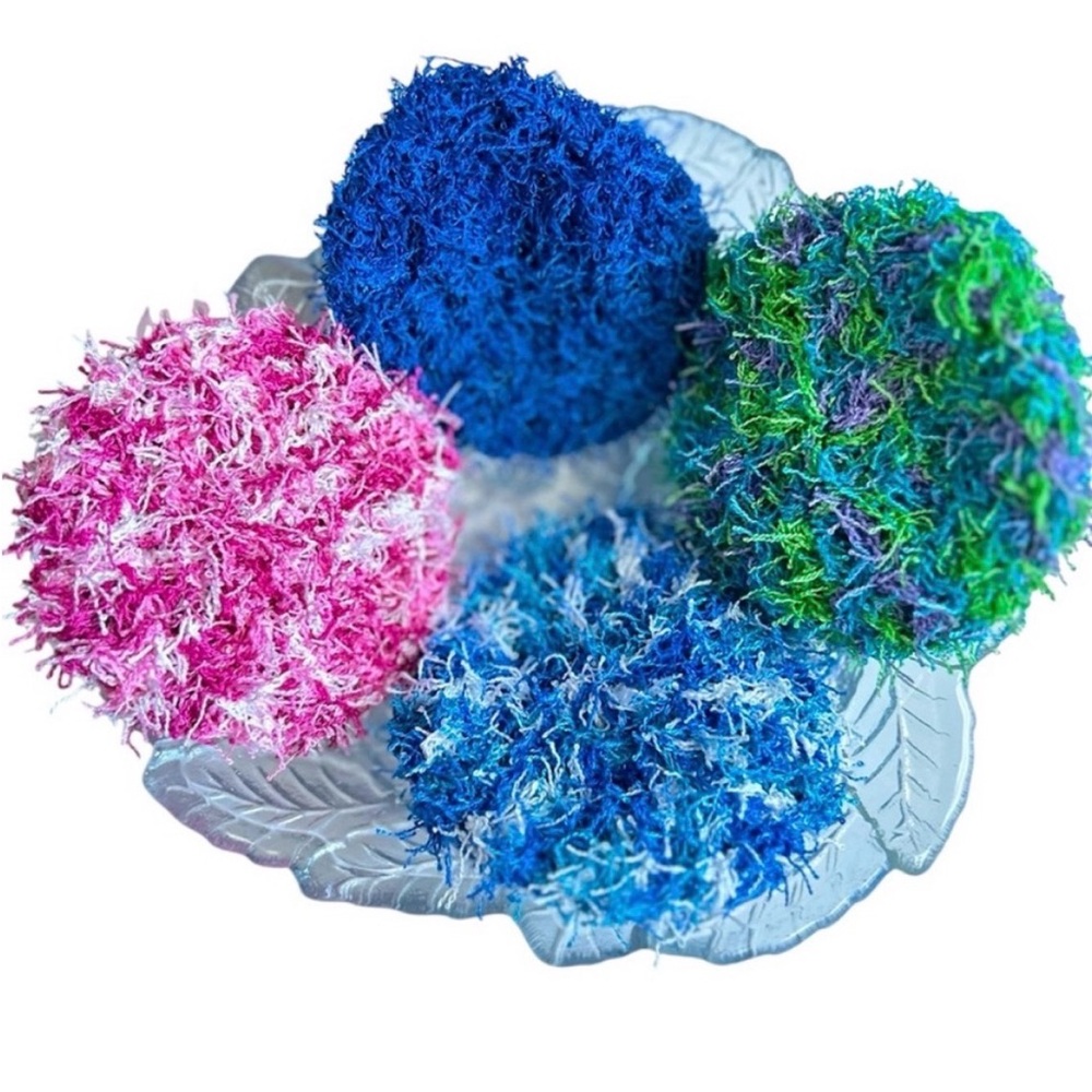 Hand Crafted Spa Exfoliating Four All Purpose Scrubbing Pads Crochet Polyester - Picture 5 of 11